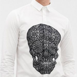 Brand New White Shirt with Elegant Skull Print